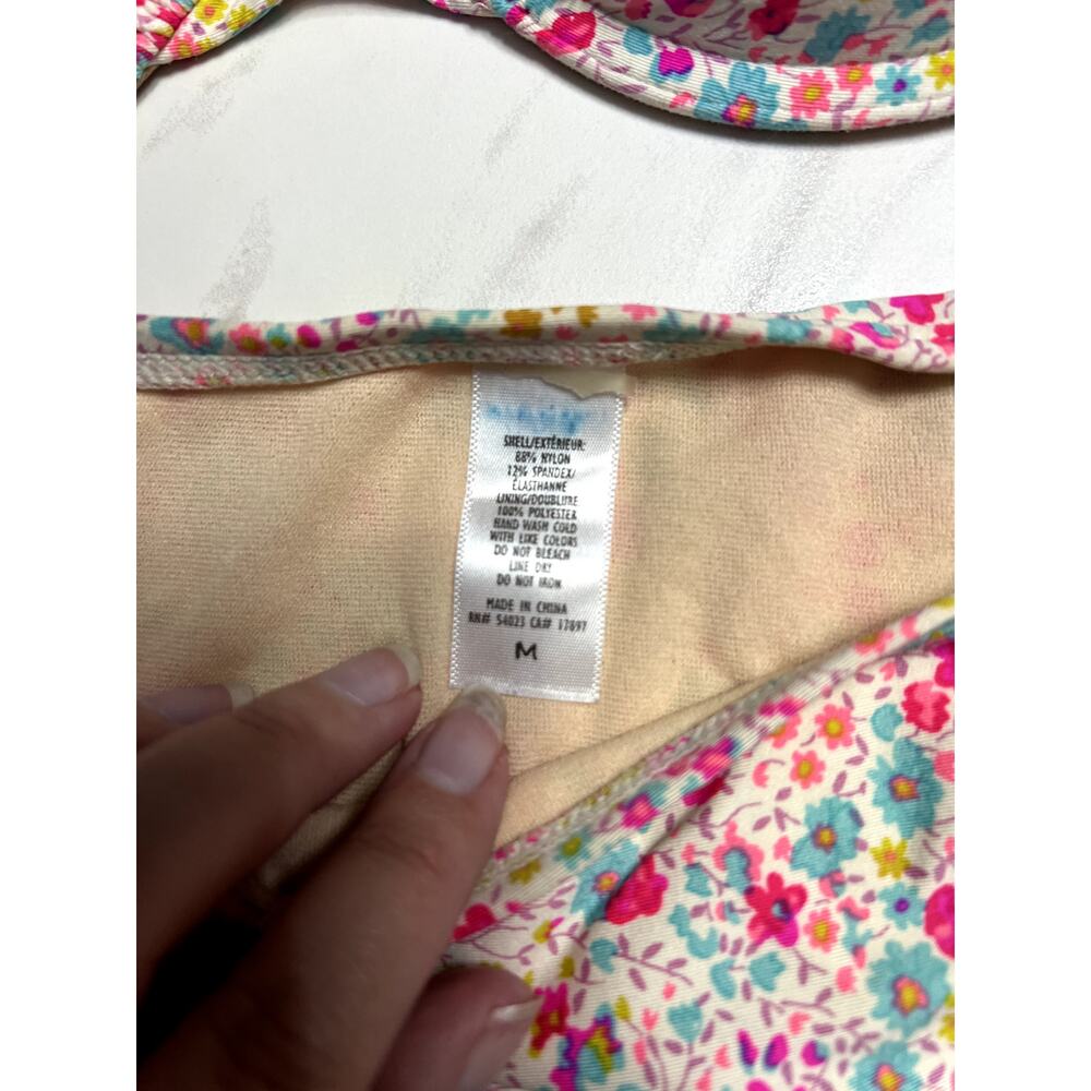 Floral Bikini Bow Set Top S Bottom M Ditsy Floral Feminine Coquette Padded Top - Picture 7 of 7